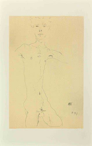 Egon Schiele Standing Male Nude Large Lithograph For Sale At Pamono
