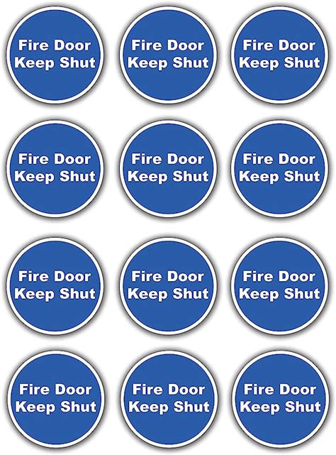 Stcky Fire Door Safety Signs Round Pack Of 12 Fire Door Keep Shut