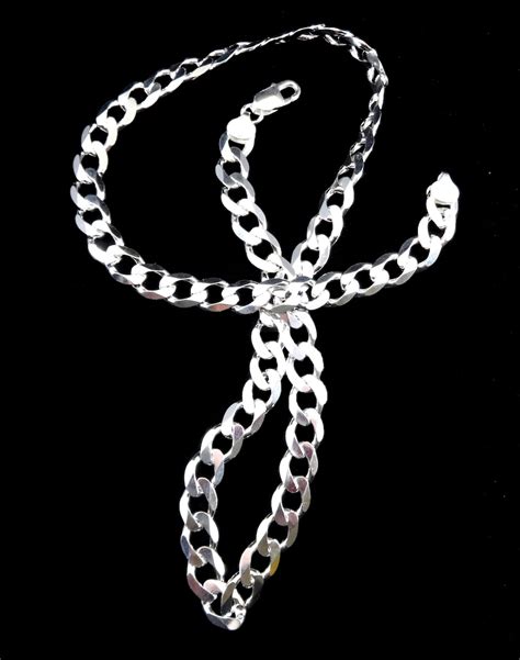 10mm Mens Solid 925 Sterling Silver Cuban Curb Link Chain Etsy