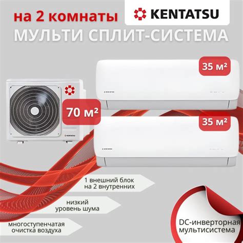 Инверторная мульти сплит-система Kentatsu Kanami на 2 комнаты (35 м2 ...