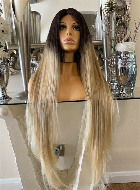 Blonde Human Hair Blend Lace Front Wig Kim K Chestnut Blonde Wig Long ...