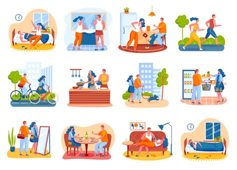 Daily Life Routine Cartoon Vector Images Over 1700