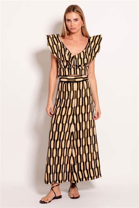 Falda Con Estampado Geométrico Colour Nude