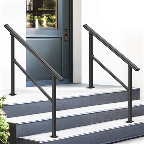 LOVMOR 2 Step Hand Rails for Outdoor Steps, Wrought Iron Railing