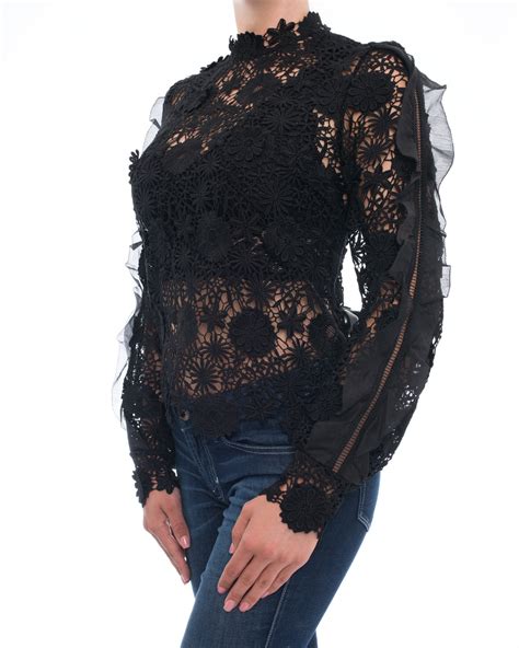 Self Portrait Black Lace Long Sleeve Blouse 10 I Miss You Vintage