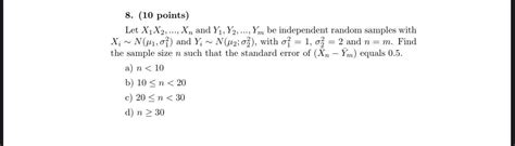 Solved 8 10 Points Let X1x2 Xn And Y1 Y2 Ym