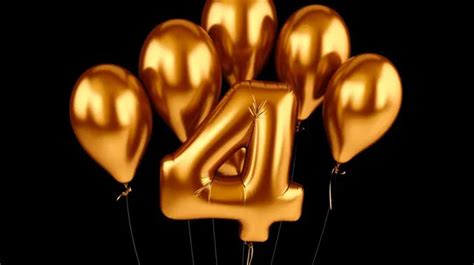 Golden Balloon Number 4 Golden Balloon 4 Balloon Number 4 Golden 4