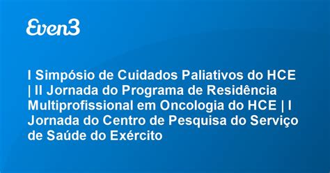 Acesse sua conta I Simpósio de Cuidados Paliativos do HCE II