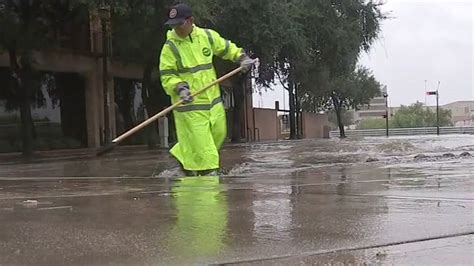 Flooding Causes Sewage To Spill Onto Roadways In Downtown Houston