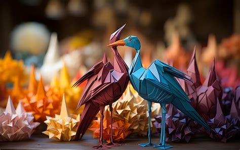 Premium AI Image | Origami cranes or handmade paper cranes