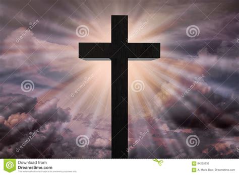 Jesus Christ Cross on Dramatic Sky.Heaven Concept Stock Illustration ...