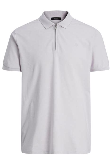 Jack And Jones Premium Big And Tall Light Purple Zip Polo Shirt Badrhino