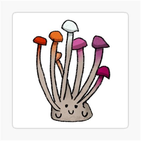 Lesbian Pride Flag Mushroom Sticker For Sale By Robotmonkeyink Redbubble