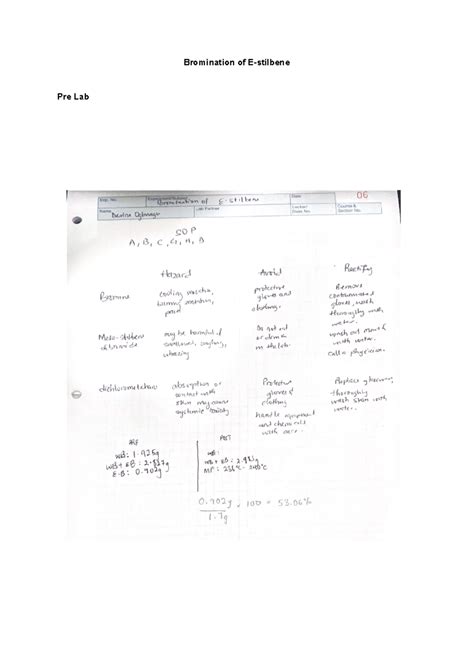 Bromination of E-stilbene - The addition of bromine produces a