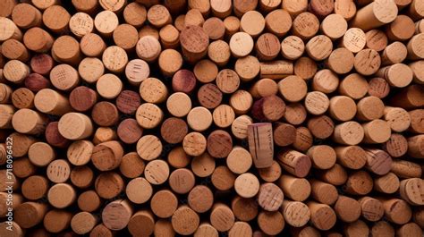 Top View Of The Texture Of The Many Brown And Beige Wine Corks In The