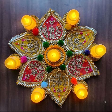 Rangoli T Light Candle Holders Set Of 7 Rangoli Candle Holders