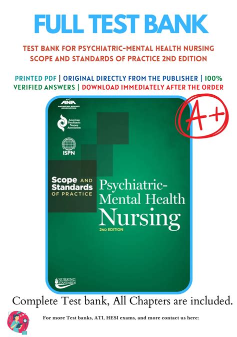 Test Bank For Psychiatric Mental Health Nursing Scope And Standards Of