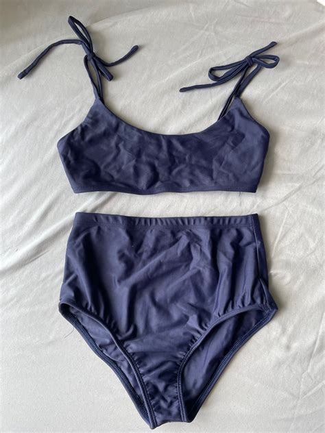 Navy Blue Bikini Set Women S Fashion Swimwear Bikinis Swimsuits On Carousell