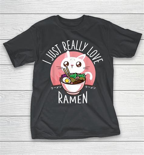 Kawaii Anime Cat Love Ramen Japanese Noodles Shirts Woopytee