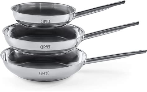 Amazon.com: GIPFEL INTERNATIONAL 3 Piece Stainless Steel Frying Pan Set ...