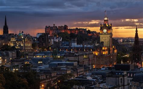 Architecture Uk P Sunset Castle City Scotland Clock Tower