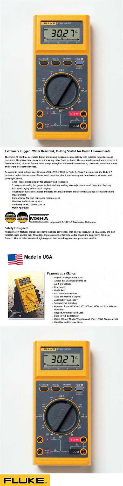 소리전자 - FLUKE 27 DIGITAL MULTIMETER ! 플루크 디지털 멀티미터