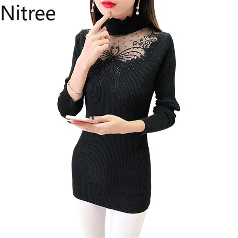 Spring Autumn Women Knitted Pullover Sweaters Turtleneck Long Sleeve