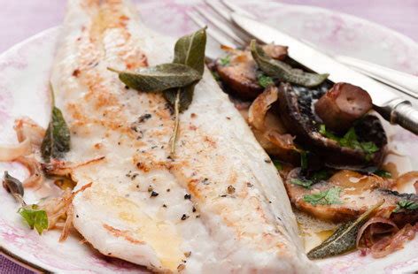 Sea bass with sautéed mushrooms | Tesco Real Food