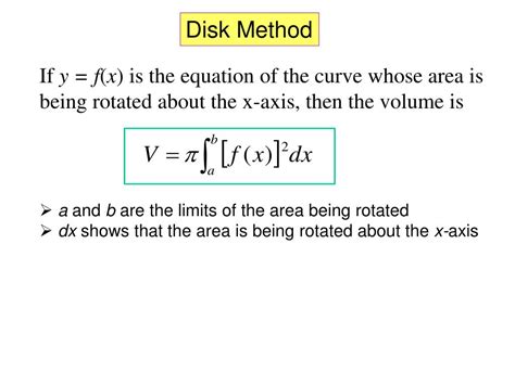 PPT - 7.2 Volume: The Disk Method PowerPoint Presentation, free ...