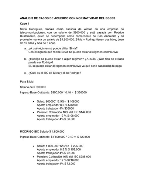 ANALISIS DE CASOS DE ACUERDO CON NORMATIVIDAD DEL SGSSS