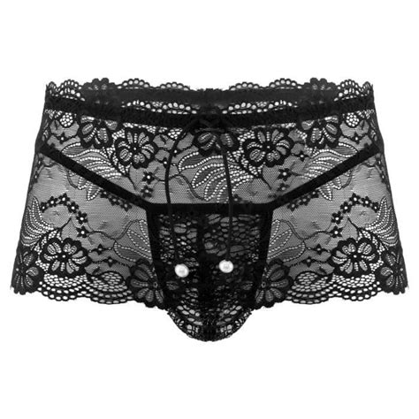 Iixpin Sissy Homme String Sexy Dentelle Et Mini Jupe Transparente Courte Lingerie Erotique