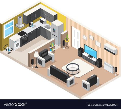 Home interior isometric design concept Royalty Free Vector