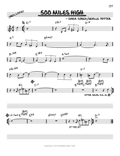 500 Miles High Reharmonized Version Arr Jack Grassel By Chick