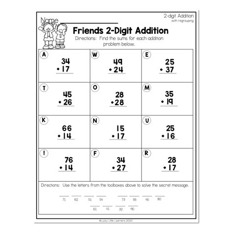 2nd Grade Math Worksheets 2 Digit Addition With Regrouping Worksheets Library