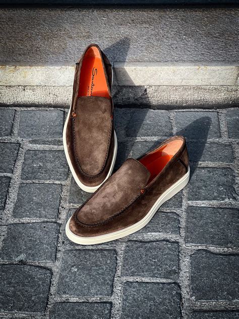 Santoni Slip On Mocassin Marron Foncé • Brogue