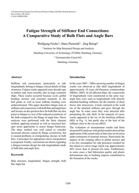 Pdf Fatigue Strength Of Stiffener End Connections A Comparative