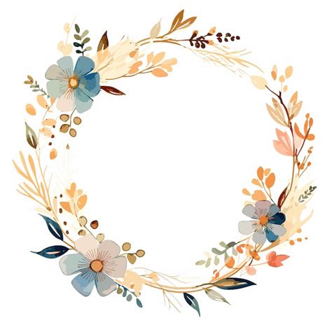 Premium Vector | Watercolor circle flowers frame