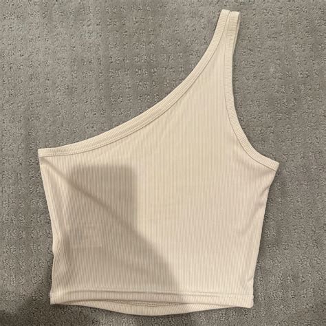 One Shoulder Nude Tank Depop