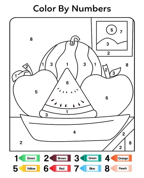 simple fruits color  number coloring page kinder obst gesundes essen