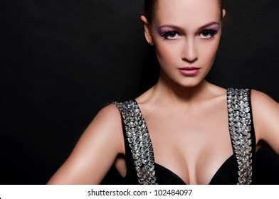 Sexy Brunette Woman On Black Background Stock Photo Shutterstock