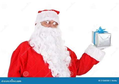 Santa Holding Present Stock Photo Image Of Attribute 21568300