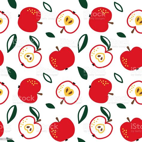 Apple Fruit Seamless Pattern Abstract Repeated Background For Paper