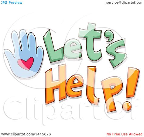 Clipart of a Hand and Lets Help Text - Royalty Free Vector Illustration ...