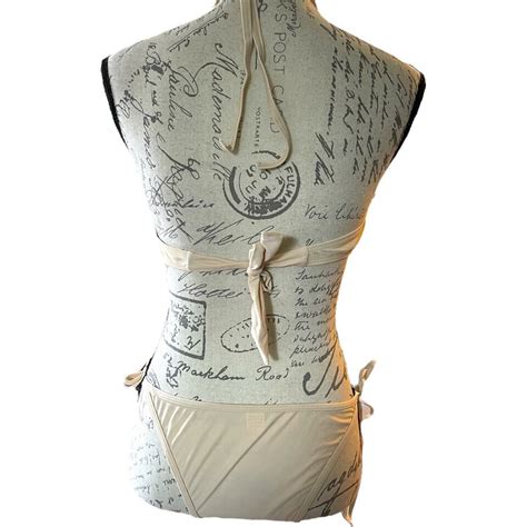 Beige Sparkle Sequin Push Up Piece String Bikini Large EBay