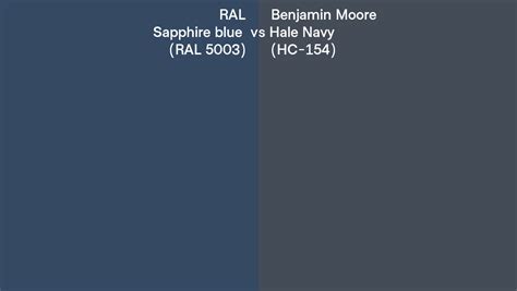 Ral Sapphire Blue Ral 5003 Vs Benjamin Moore Hale Navy Hc 154 Side