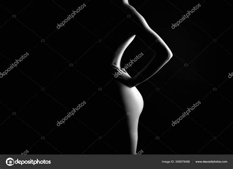 Black White Female Nude Silhouette Naked Woman Girl Dark Stock Photo EugenePartyzan 369978486