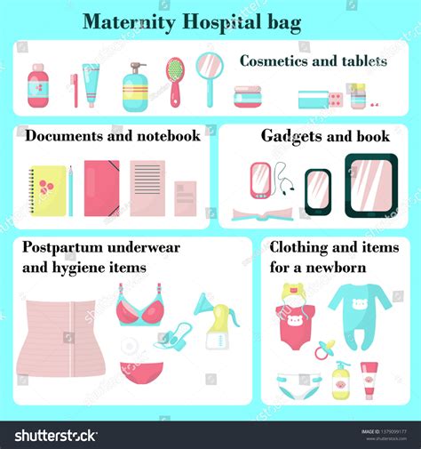 Maternity Hospital Bag Checklist Vector Flat Stock Vector (Royalty Free ...