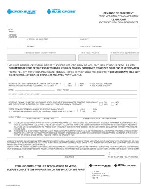 Fillable Online Spul Ulaval DEMANDE DE RGLEMENT CLAIM FORM VEUILLEZ