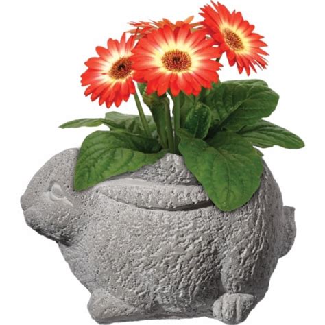 Classic Home And Garden Cement Buddies Planter With Drainage Hole Rabbit Natural Gray 8in 1