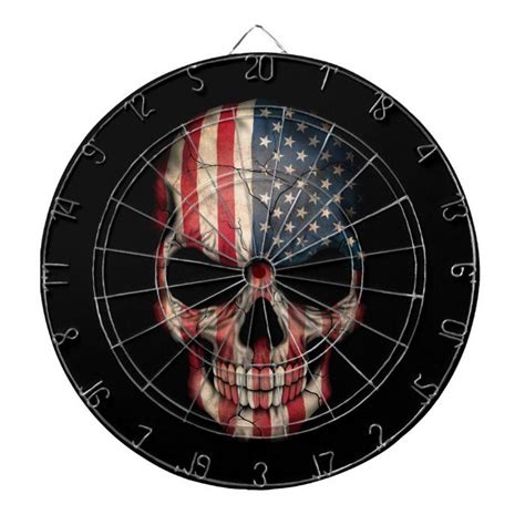 American Flag Skull on Black Dartboard With Darts | Zazzle | Dart board